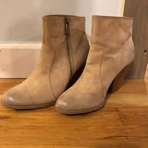 Brown Vegan Suede Ankle Boots 3” Wedge Heel 7M